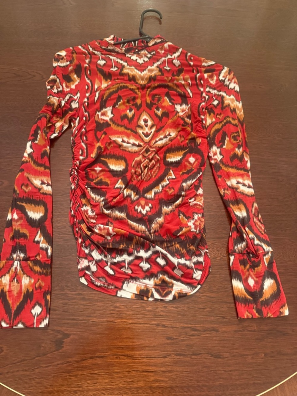 FARM Rio Red Ainika Pineapple Ikat Cream Jersey Blouse Size XS